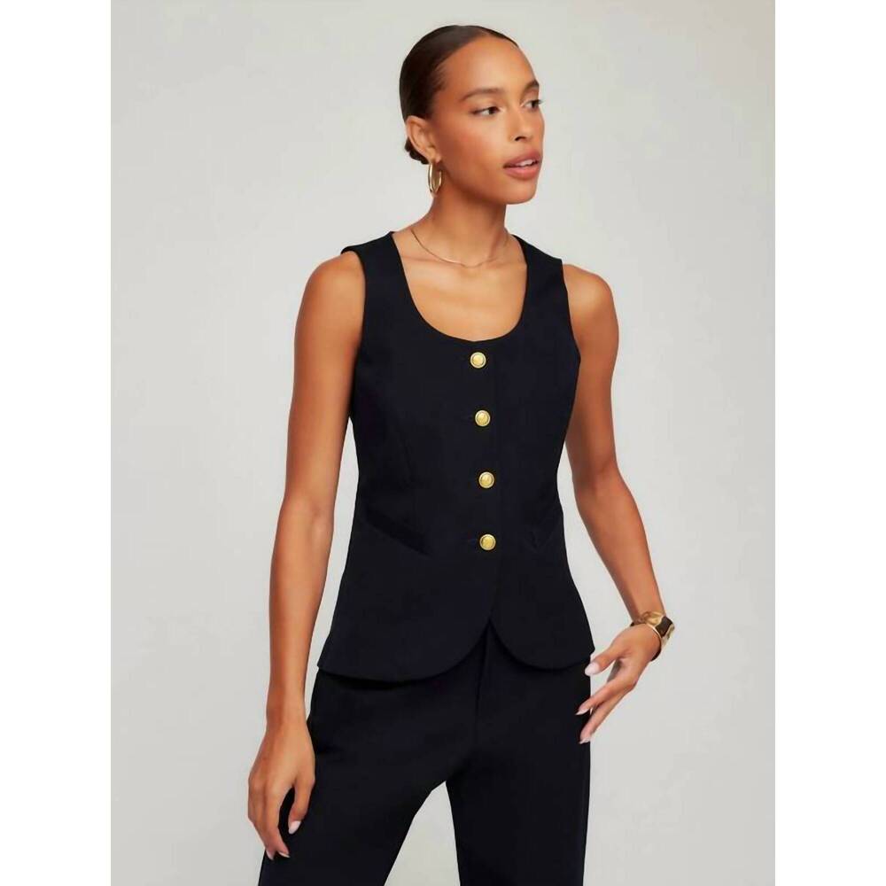 NEW FIFTEEN TWENTY june button up vest in navy